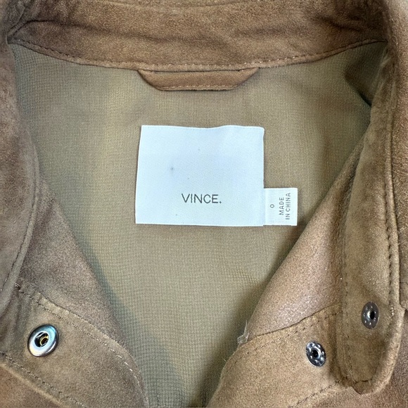 Vince. Suede Goat Leather Snap Button Front Collared Tunic / Vest Sz 0 - Picture 6 of 16